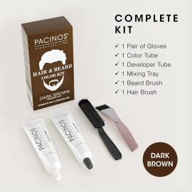 Pacinos Hair & Beard Color Kit (Dark Brown) - Hair Color For Men, Eliminates Grays in 5 minutes, Easy to Apply Brush-In Formula, Enhances Appearance of Hair, For Moustache & Beard Pacinos Hair & Beard Color Kit (Dark Brown) - Hair Color For Men, Eliminates Grays in 5 minutes, Easy to Apply Brush-In Formula, Enhances Appearance of Hair, For Moustache & Beard