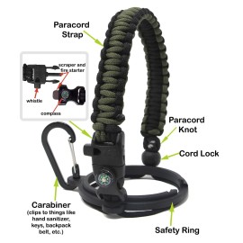 One MissionX Paracord Handle Compatible with Yeti Rambler 36oz 26oz 18oz 12oz 46oz Water Bottles, Durable Carrier Strap - Holder(Army Green/Comp+Starter)