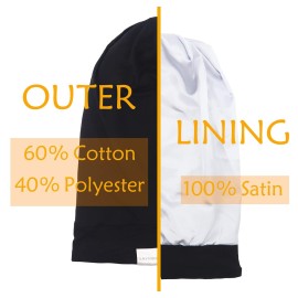 SAYMRE Large Satin Lined Bonnet Silky Hair Wrap Sleep Cap - Adjustable Beanie Slouchy Hats Bonnets for Women Long,Curly Hair (XX-Large, Black) SAYMRE Large Satin Lined Bonnet Silky Hair Wrap Sleep Cap - Adjustable Beanie Slouchy Hats Bonnets for Women Long,Curly Hair (XX-Large, Black)