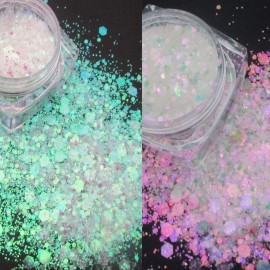 LuckForever 12 Colors Mermaid Iridescent Chunky Glitter Hexagon Fine Glitters Sequins Flakes & Powder Pigment for Epoxy Resin Makeup Body Crafts Nail Art Designs LuckForever 12 Colors Mermaid Iridescent Chunky Glitter Hexagon Fine Glitters Sequins Flakes & Powder Pigment for Epoxy Resin Makeup Body Crafts Nail Art Designs