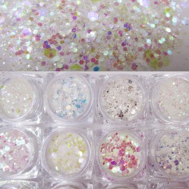 LuckForever 12 Colors Mermaid Iridescent Chunky Glitter Hexagon Fine Glitters Sequins Flakes & Powder Pigment for Epoxy Resin Makeup Body Crafts Nail Art Designs LuckForever 12 Colors Mermaid Iridescent Chunky Glitter Hexagon Fine Glitters Sequins Flakes & Powder Pigment for Epoxy Resin Makeup Body Crafts Nail Art Designs