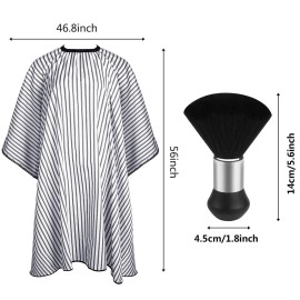 FEBSNOW Professional Hair Cutting Cape with Neck Duster Brush, Salon Barber Cape, Hair Cutting Accessories (Stripe) FEBSNOW Professional Hair Cutting Cape with Neck Duster Brush, Salon Barber Cape, Hair Cutting Accessories (Stripe)