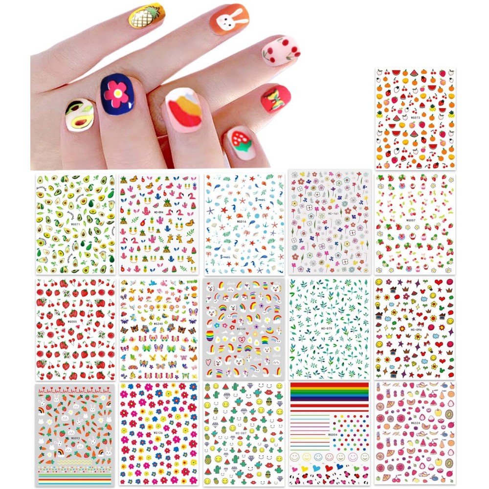 New 16 Large Sheets Nail Stickers for Women Kids Teens Little Girls Self Adhesive Nail Decals for Nail Art Decoration Include Flowers Butterfly Plants Leaves Fruits Rainbow Animals and More New 16 Large Sheets Nail Stickers for Women Kids Teens Little Girls Self Adhesive Nail Decals for Nail Art Decoration Include Flowers Butterfly Plants Leaves Fruits Rainbow Animals and More