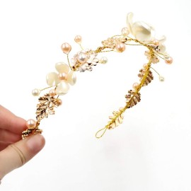 NODG Gold Tiaras for women Pearl Bride Crowns Wedding Headpiece Gold Flower Bridal Hair Piece Princess Leaf Headdress Birthday Party Prom for Women NODG Gold Tiaras for women Pearl Bride Crowns Wedding Headpiece Gold Flower Bridal Hair Piece Princess Leaf Headdress Birthday Party Prom for Women