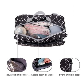 MOMIGO Baby Diaper Caddy Bag - Tote Stroller Nursery Storage Bin, Toys & Wipes Mini Diaper Bag for Outdoor (Black)