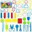 Vaike kauss Dough Tools for Kids, 46Pcs Dough Tools Kit Include Assorted Colors Dough Accessory Molds Rollers Cutters Scissors and Storage Bag for Playing