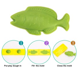 Vaike kauss Dough Tools for Kids, 46Pcs Dough Tools Kit Include Assorted Colors Dough Accessory Molds Rollers Cutters Scissors and Storage Bag for Playing