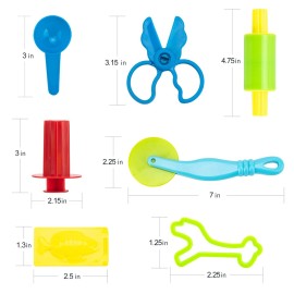 Vaike kauss Dough Tools for Kids, 46Pcs Dough Tools Kit Include Assorted Colors Dough Accessory Molds Rollers Cutters Scissors and Storage Bag for Playing