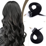 SEGO Micro Beads Hair Extensions Human Hair Micro Loop Human Hair Extensions Natural Straight Micro Ring Hair Extensions Cold Fusion 50g/pack 100 Strands 14/16/18/20/22/24 Inches