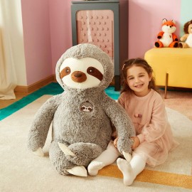 IKASA Large Sloth Stuffed Animal Plush Bradypode Toy for Children (Gray, 30 inches)