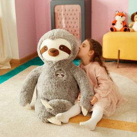 IKASA Large Sloth Stuffed Animal Plush Bradypode Toy for Children (Gray, 30 inches)