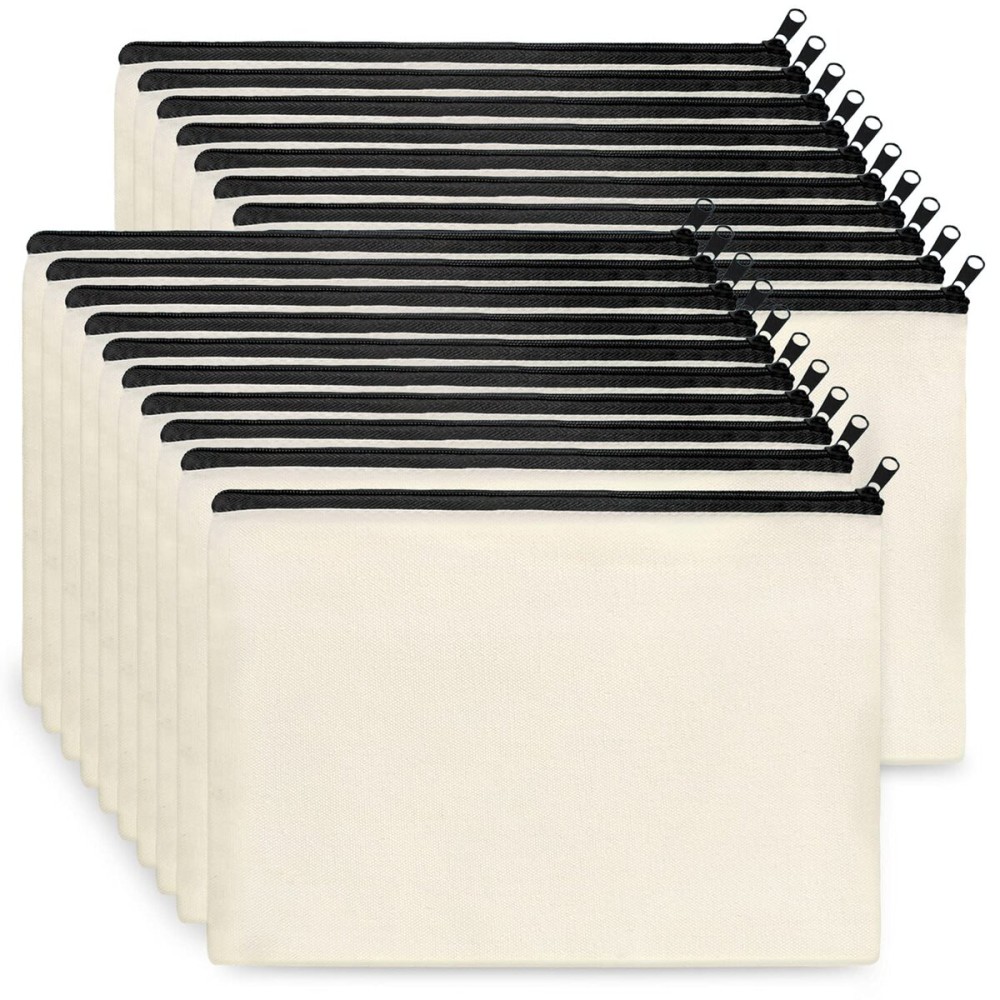 Koolmox Canvas Zipper Pouch Bulk, 20 Pack 9x7\'\' Large Canvas Makeup Bags Plain for Women to Personalize Decorate Tie Dye Vinyl Print into Cosmetic Bags Travel Toiletry Pouch Pen Coin Bag Koolmox Canvas Zipper Pouch Bulk, 20 Pack 9x7\'\' Large Canvas Makeup Bags Plain for Women to Personalize Decorate Tie Dye Vinyl Print into Cosmetic Bags Travel Toiletry Pouch Pen Coin Bag