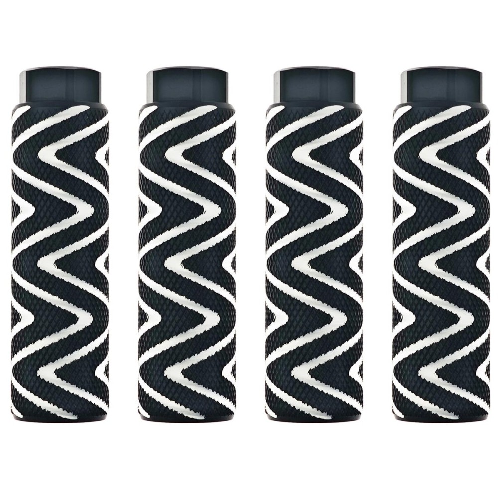 Zelerdo 4 Pack Aluminum Alloy Bike Pegs Foot Pedals Backseats Stands Fit 3/8 inch Axles (Black Mixed Silver, 100x28 mm)