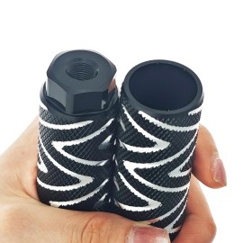 Zelerdo 4 Pack Aluminum Alloy Bike Pegs Foot Pedals Backseats Stands Fit 3/8 inch Axles (Black Mixed Silver, 100x28 mm)