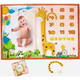 Baby Monthly Milestone Blanket - Large 60x40 Memory Blanket w/Growth Tracker, Soft Fleece First Year for Girl, Boy, Monthly Nursery Swaddling Blankets for Newborn Beautiful Shower Gift