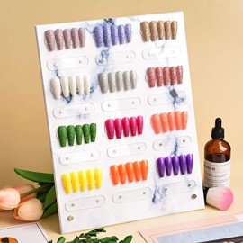 Kalolary Large Size Nail Art Showing Holder, Magnetic Marble Nail Art Detachable Color Card Display Board Acrylic False Tip Display Stand Rack