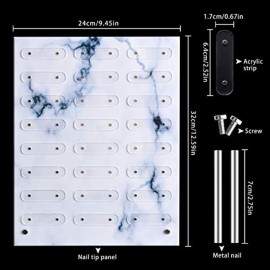 Kalolary Large Size Nail Art Showing Holder, Magnetic Marble Nail Art Detachable Color Card Display Board Acrylic False Tip Display Stand Rack