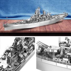 Piececool 3D Puzzles for Adults, USS Missouri Battleship Metal Model Kits, DIY 3D Metal Puzzle for Teenagers Students Stress Relief, Aircraft Carrier Toy Gift for Boys Men, 155 Pcs