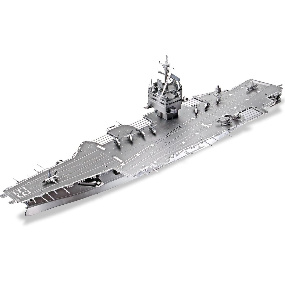 Piececool 3D Metal Puzzles for Adults, USS Enterprise CVN-65 Battleship Model Building Kits, DIY 3D Metal Puzzle Aircraft Carrier Toy for Adults, Great Gifts Idea, 130 Pcs
