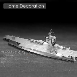 Piececool 3D Metal Puzzles for Adults, USS Enterprise CVN-65 Battleship Model Building Kits, DIY 3D Metal Puzzle Aircraft Carrier Toy for Adults, Great Gifts Idea, 130 Pcs