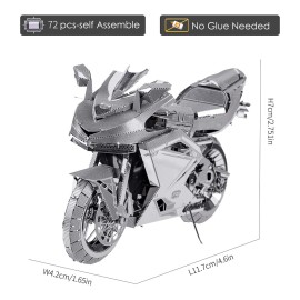 Piececool 3D Metal Puzzles for Adults, DIY 3D Motorcycle Model Kits, Brain Teaser Puzzles for Teen Students Men Craft Kits Toys, Great Birthday Gifts, 72 Pcs