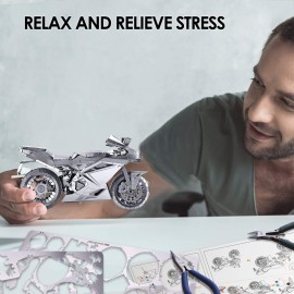 Piececool 3D Metal Puzzles for Adults, DIY 3D Motorcycle Model Kits, Brain Teaser Puzzles for Teen Students Men Craft Kits Toys, Great Birthday Gifts, 72 Pcs