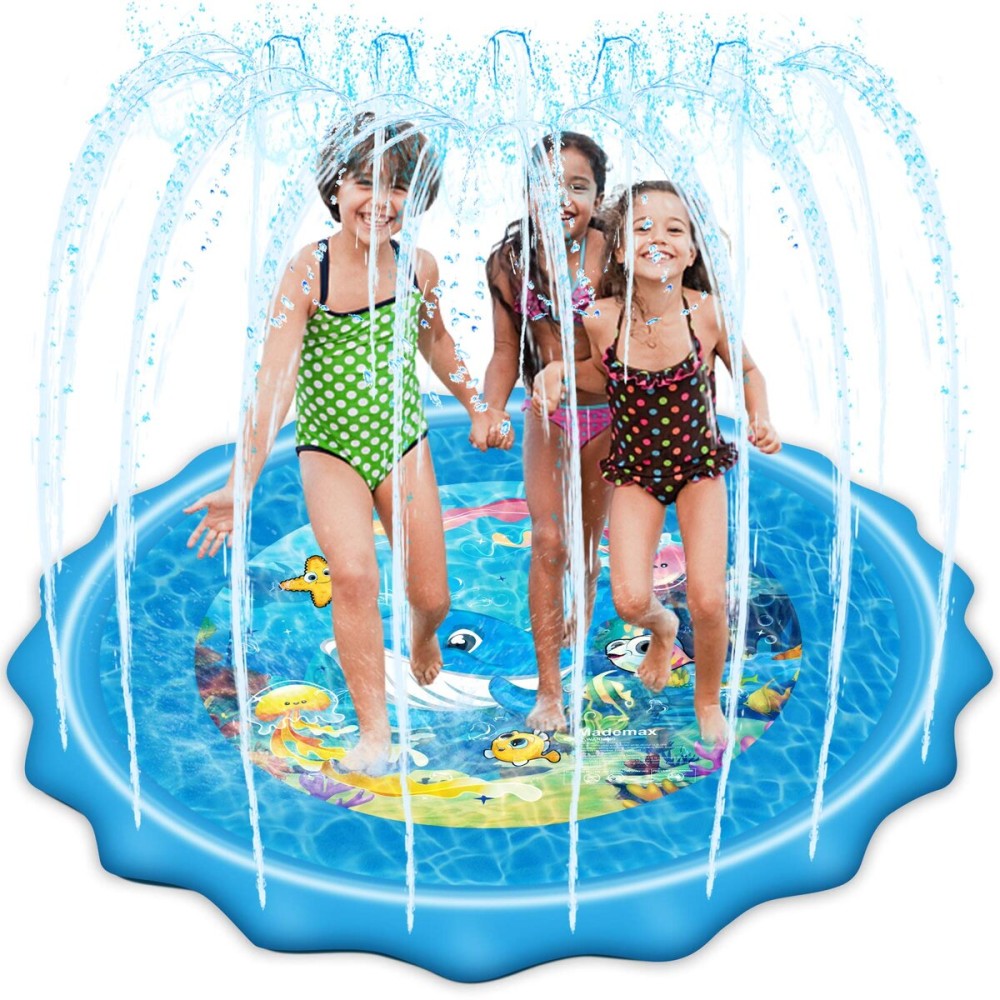 Mademax Upgraded 79 Splash Pad, Sprinkler & Splash Play Mat, Inflatable Summer Outdoor Sprinkler Pad Water Toys Fun for Children, Infants, Toddlers, Boys, Girls and Kids
