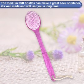 AMERWASH PLUS Back Brush for Shower, 14-inch Long Handle Medium Stiff Bristles Bath Scrubber for Men Women Body Exfoliating and Brushing - 2 Packs Pink