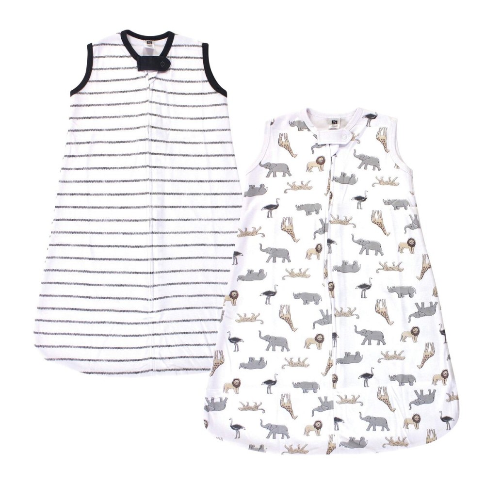 Hudson Baby Unisex Baby Cotton Sleeveless Wearable Sleeping Bag, Sack, Blanket, Modern Neutral Safari, 6-12 Months