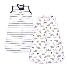 Hudson Baby Unisex Baby Cotton Sleeveless Wearable Sleeping Bag, Sack, Blanket, Modern Neutral Safari, 6-12 Months