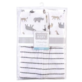 Hudson Baby Unisex Baby Cotton Sleeveless Wearable Sleeping Bag, Sack, Blanket, Modern Neutral Safari, 6-12 Months