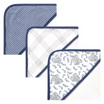 Touched by Nature Unisex Baby Organic Cotton Hooded Towels, Blue Elephant, One Size