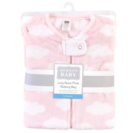 Hudson Baby Unisex Baby Plush Sleeping Bag, Sack, Blanket, Pink Clouds, 12-18 Months