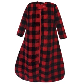 Hudson Baby Unisex Baby Plush Sleeping Bag, Sack, Blanket, Buffalo Plaid Long-Sleeve, 6-12 Months
