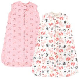 Hudson Baby Unisex Baby Premium Quilted Sleeveless Sleeping Bag and Wearable Blanket, Girl Forest, 6-12 Months