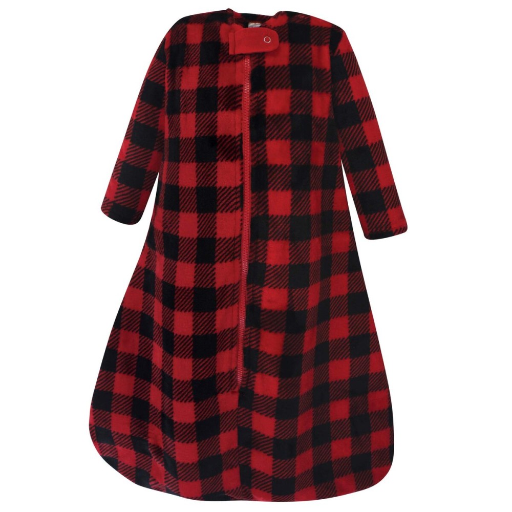 Hudson Baby Unisex Baby Plush Sleeping Bag, Sack, Blanket, Buffalo Plaid Long-Sleeve, 0-6 Months