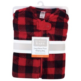 Hudson Baby Unisex Baby Plush Sleeping Bag, Sack, Blanket, Buffalo Plaid Long-Sleeve, 0-6 Months