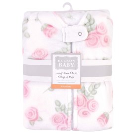 Hudson Baby Unisex Baby Plush Sleeping Bag, Sack, Blanket, Pink Rose, 12-18 Months
