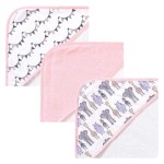Hudson Baby Unisex Baby Cotton Rich Hooded Towels, Pink Safari, One Size