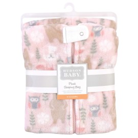 Hudson Baby Unisex Baby Plush Sleeping Bag, Sack, Blanket, Girl Forest, 6-12 Months