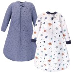 Hudson Baby Unisex Baby Premium Quilted Long Sleeve Sleeping Bag and Wearable Blanket, Space, 12-18 Months