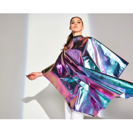 Betty Dain The Aurora Collection All Purpose Cape, 54 W x 65 L, Water & Chemical Proof, Machine Washable, Adjustable Snap Closure, Matches Other The Aurora Collection Products, Holographic Design