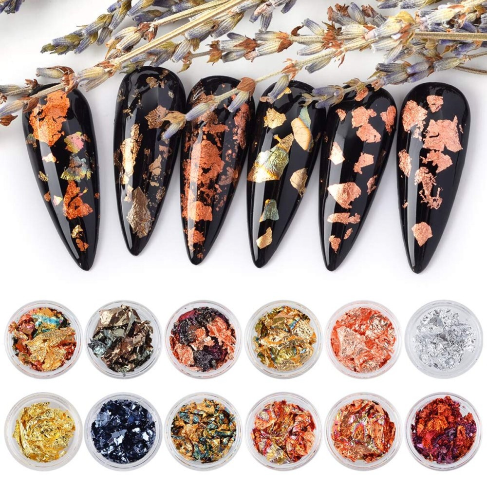 MEILINDS Nail Art Foil Sticker Holographic Acrylic Paillette Colorful Flakes Glitter Chip DIY Decals Decoration 12 Boxes MEILINDS Nail Art Foil Sticker Holographic Acrylic Paillette Colorful Flakes Glitter Chip DIY Decals Decoration 12 Boxes