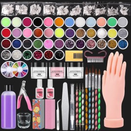 Professional Acrylic Nail Kit - Practice Hand Set with Powder, Brush, DIY Starter Kit for Beginners with tips, glue, and glitter Professional Acrylic Nail Kit - Practice Hand Set with Powder, Brush, DIY Starter Kit for Beginners with tips, glue, and glitter