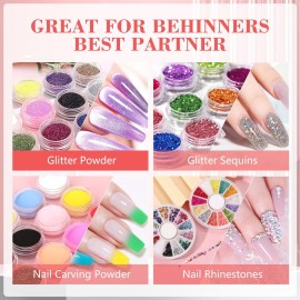 Professional Acrylic Nail Kit - Practice Hand Set with Powder, Brush, DIY Starter Kit for Beginners with tips, glue, and glitter Professional Acrylic Nail Kit - Practice Hand Set with Powder, Brush, DIY Starter Kit for Beginners with tips, glue, and glitter