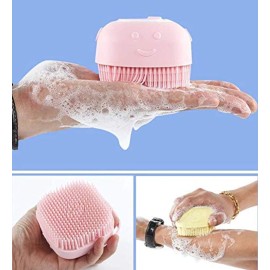 WmcyWell 80ml Silicone Massage Exfoliating Bath Shower Brush with Soap Dispenser Bath & Body Brushes Wash Scrubber Deep Cleaning for Women Men Children
