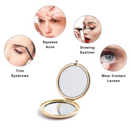 HREW MIHAGUTY Magnifying Compact Mirror for Purses with 2 x 1x Magnification, Folding Mini Pocket Double Sided Travel Makeup Mirror,Perfect for Purse, Pocket Mirror for Gift HREW MIHAGUTY Magnifying Compact Mirror for Purses with 2 x 1x Magnification, Folding Mini Pocket Double Sided Travel Makeup Mirror,Perfect for Purse, Pocket Mirror for Gift