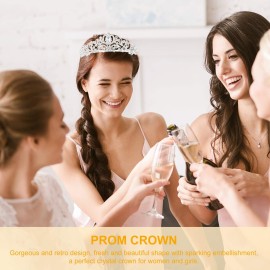 2Pcs Prom Queen Sash and Tiara Set Rhinestone Crystal Tiara Crown for Birthday Weddding Graduate Party Accessories