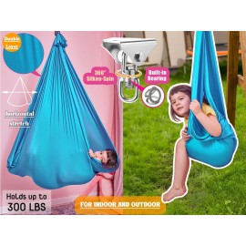 Sensory Swing for Kids with 360 Swivel Hook, Saggy-Resistant Double-Layer Fabric Indoor/Outdoor Cocoon Therapy Swing for Autism, Yoga & Play