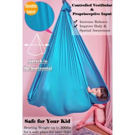 Sensory Swing for Kids with 360 Swivel Hook, Saggy-Resistant Double-Layer Fabric Indoor/Outdoor Cocoon Therapy Swing for Autism, Yoga & Play